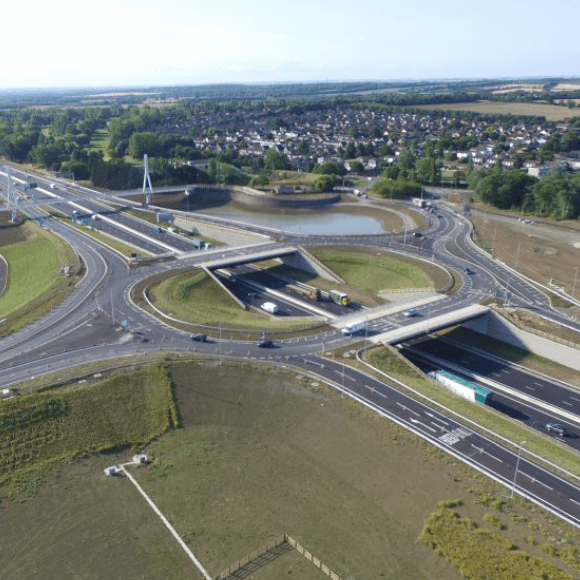 TensarTech® Earth Retaining Systems at A14 Cambridge to Huntingdon bridge abutment